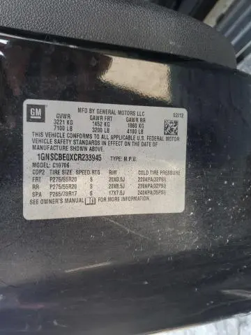 2012 CHEVROLET TAHOE C1500 LT  