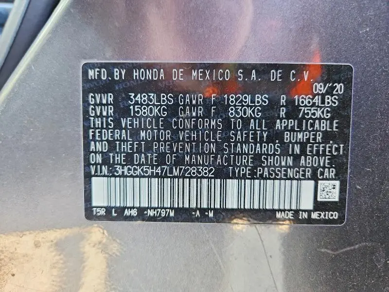 2020 HONDA FIT LX  