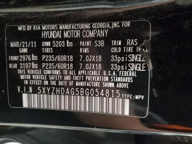 2011 HYUNDAI SANTA FE SE  