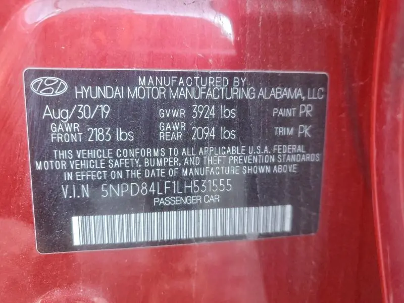 2020 HYUNDAI ELANTRA SEL  