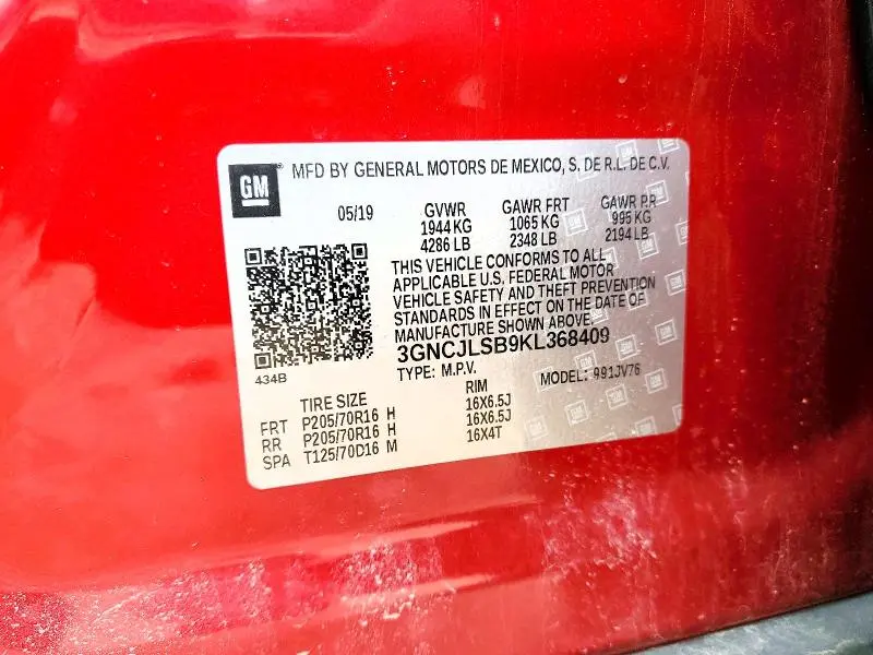 2019 CHEVROLET TRAX 1LT  