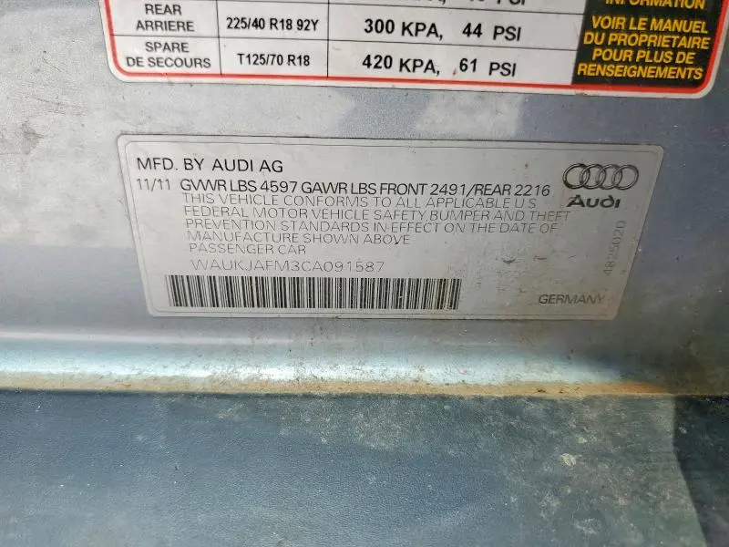 2012 AUDI A3 PREMIUM PLUS  