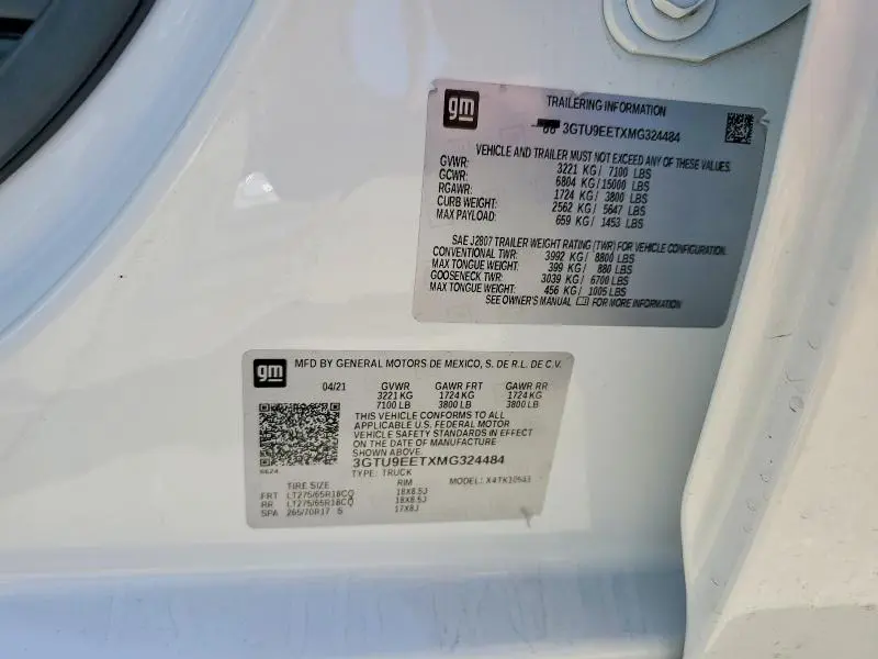 2021 GMC SIERRA K1500 AT4  