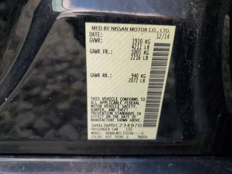 2015 NISSAN ALTIMA   