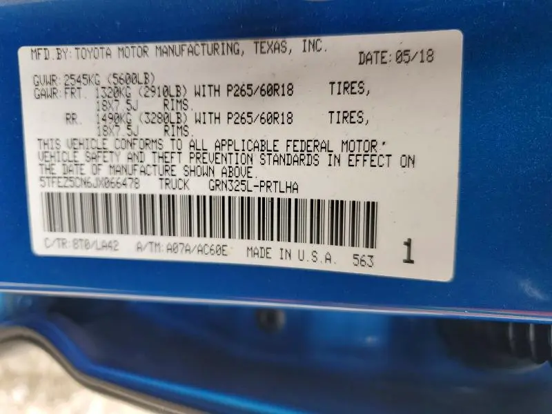 2018 TOYOTA TACOMA LIMITED  