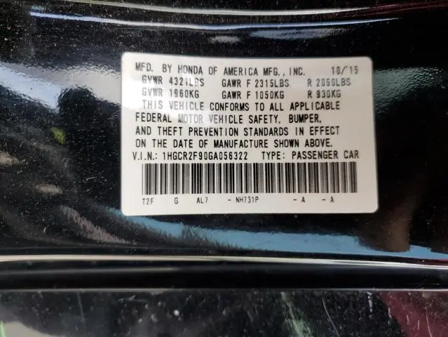 2016 HONDA ACCORD EXL  
