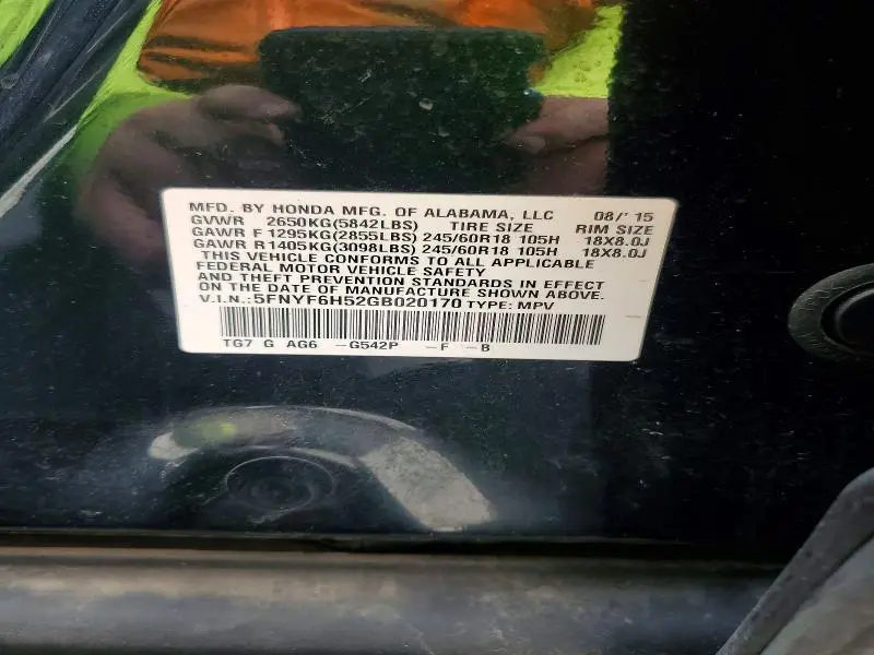 2016 HONDA PILOT EXL  