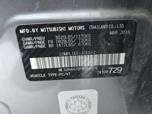 2015 MITSUBISHI MIRAGE ES
