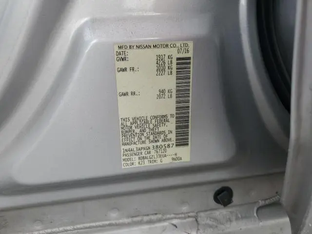 2016 NISSAN ALTIMA 2.5