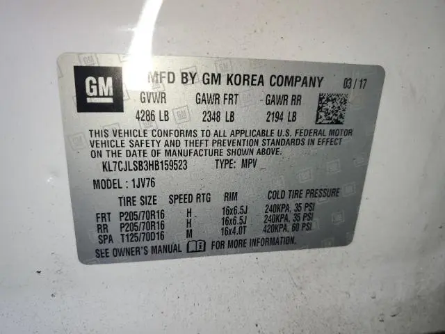 2017 CHEVROLET TRAX 1LT  