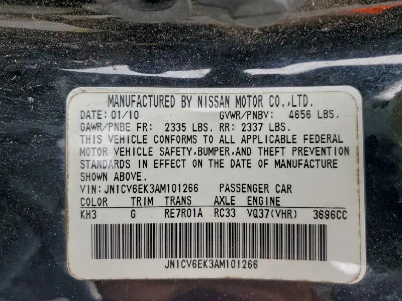 2010 INFINITI G37 BASE  