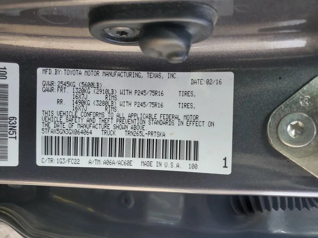 2016 TOYOTA TACOMA DOUBLE CAB  