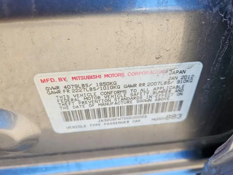 2012 MITSUBISHI LANCER GT  