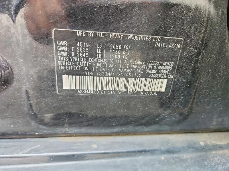 2016 SUBARU LEGACY 2.5I LIMITED  