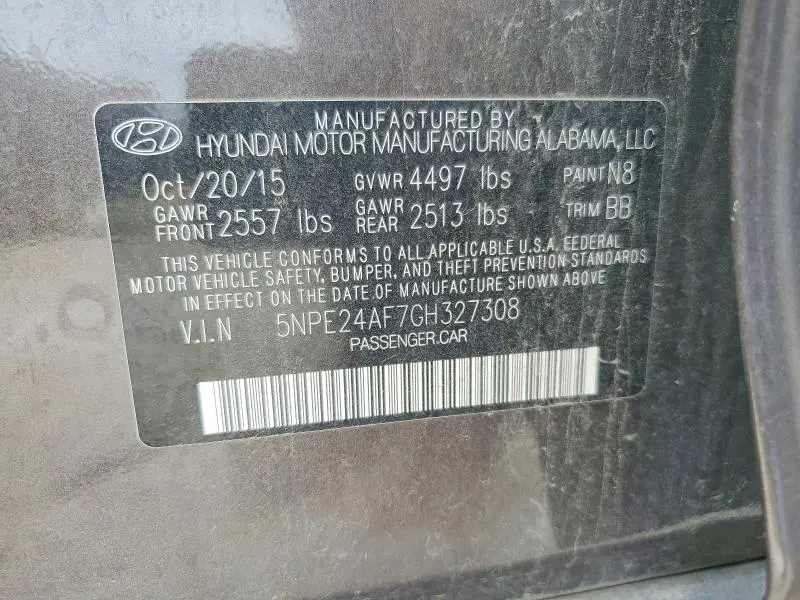 2016 HYUNDAI SONATA SE  