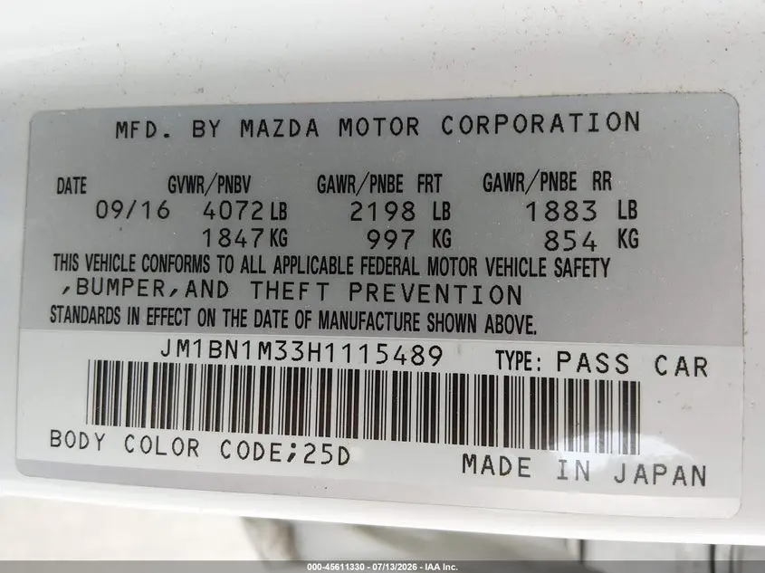 2017 MAZDA MAZDA3 GRAND TOURING