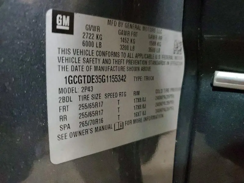 2016 CHEVROLET COLORADO Z71  