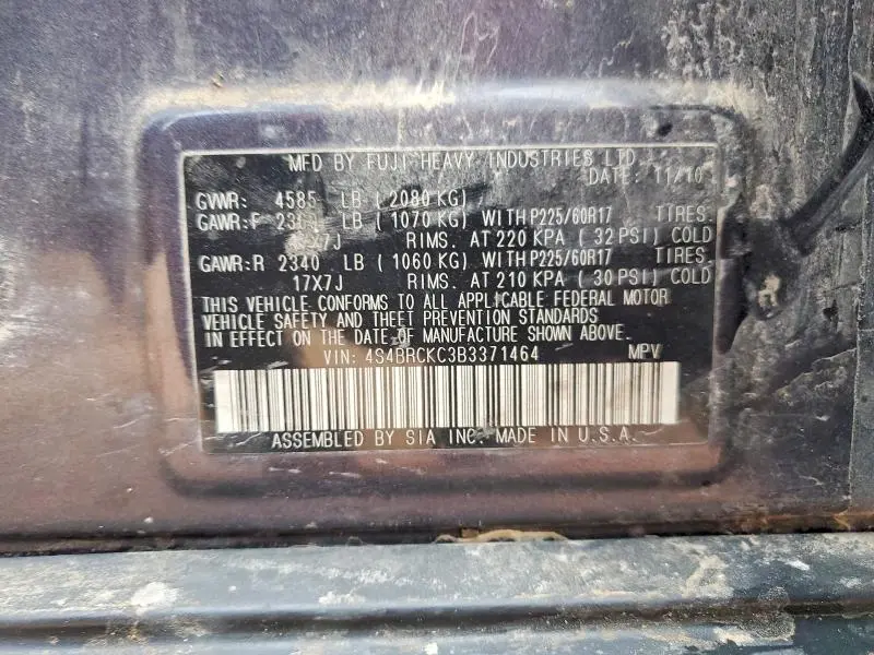 2011 SUBARU OUTBACK 2.5I LIMITED  