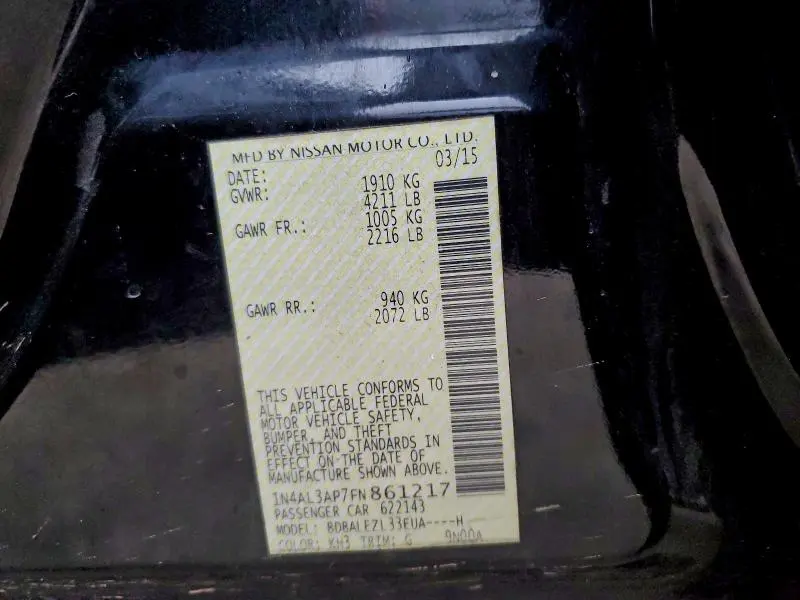 2015 NISSAN ALTIMA 2.5  