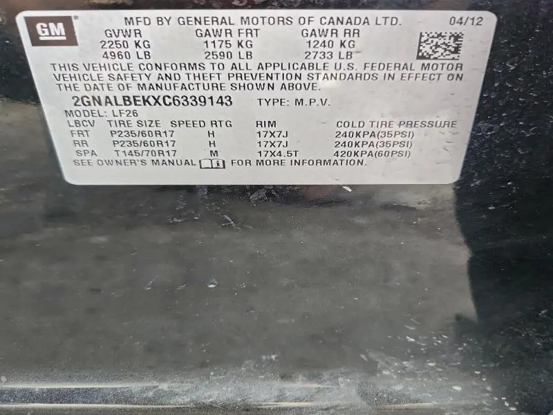 2012 CHEVROLET EQUINOX LS  