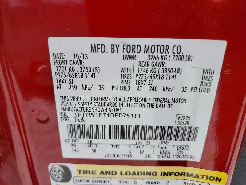 2013 FORD F150 SUPERCREW  