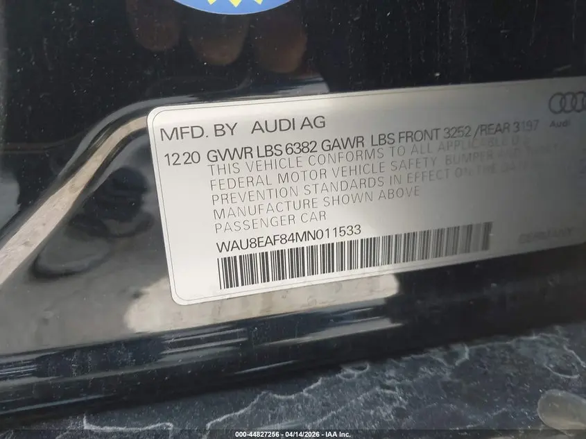 2021 AUDI A8 L 60 TFSI QUATTRO TIPTRONIC