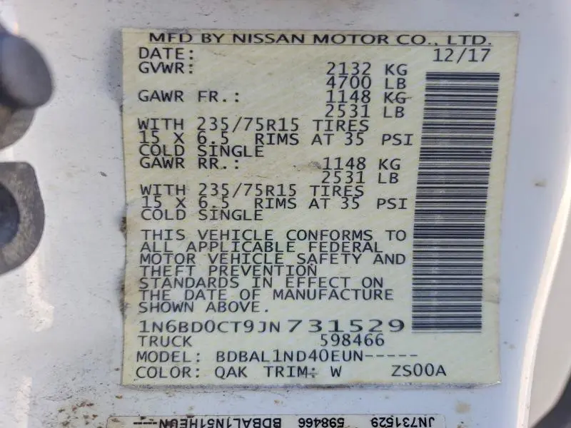 2018 NISSAN FRONTIER S  