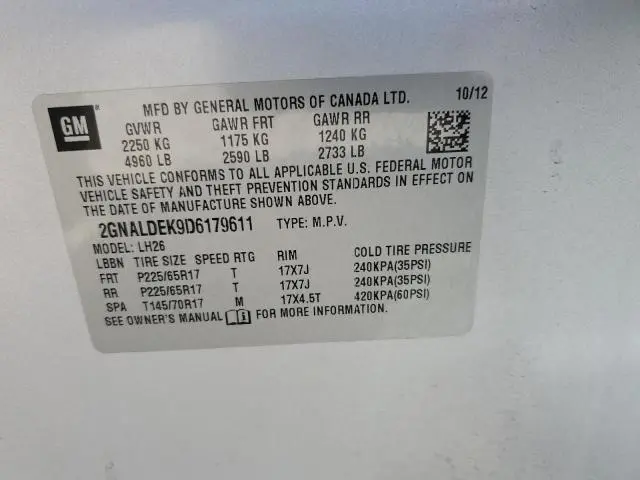 2013 CHEVROLET EQUINOX LT  