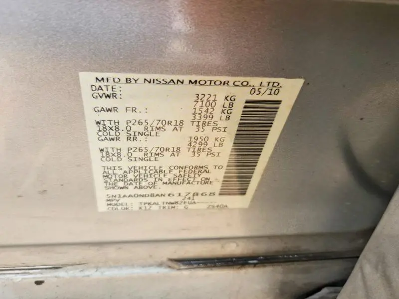 2010 NISSAN ARMADA SE  