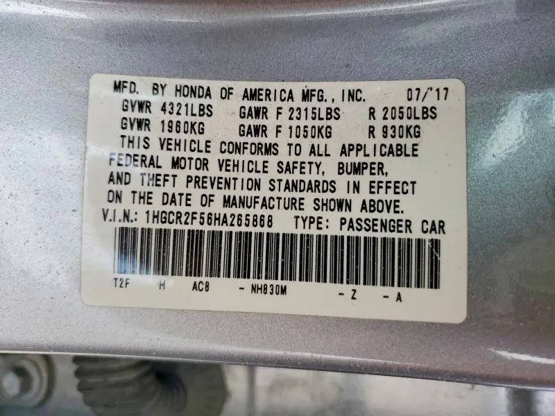2017 HONDA ACCORD SPORT  
