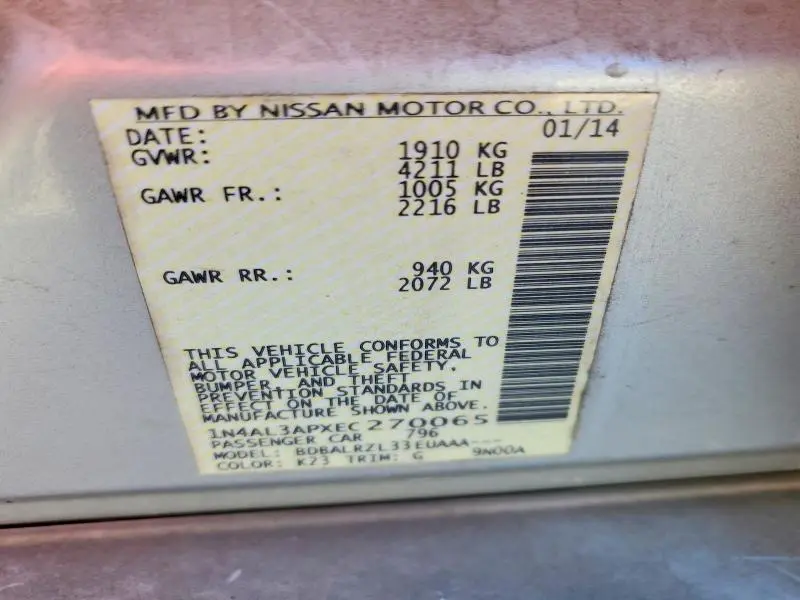 2014 NISSAN ALTIMA 2.5 S  