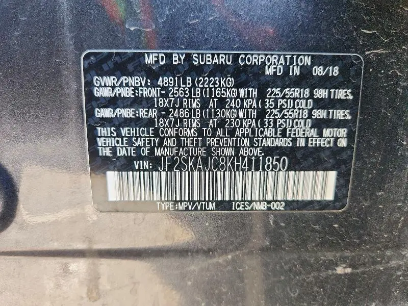 2019 SUBARU FORESTER SPORT  