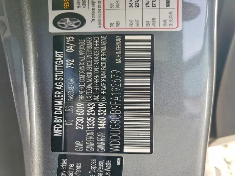 2015 MERCEDES-BENZ S 550  