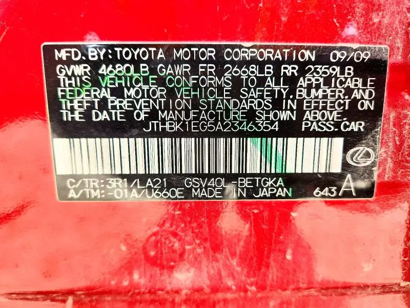 2010 LEXUS ES 350 BASE  