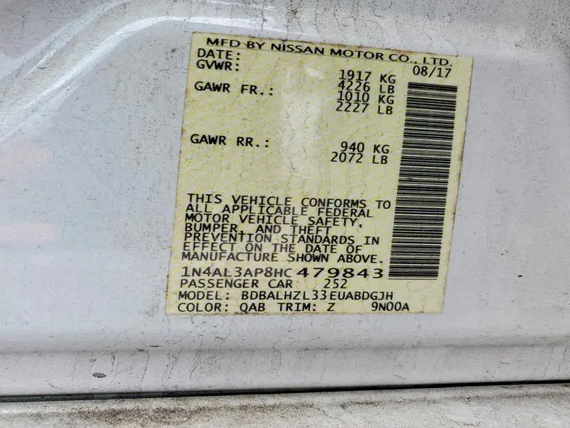 2017 NISSAN ALTIMA 2.5  