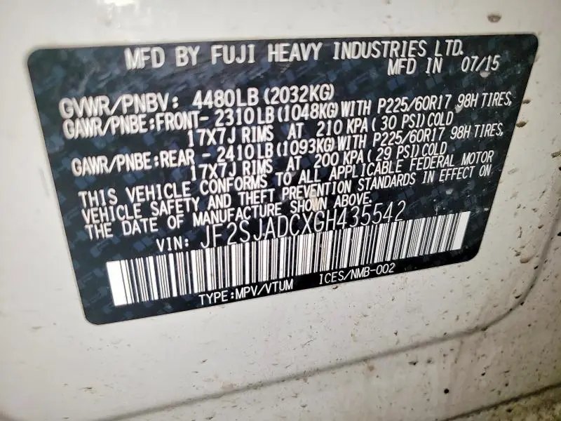 2016 SUBARU FORESTER 2.5I PREMIUM  