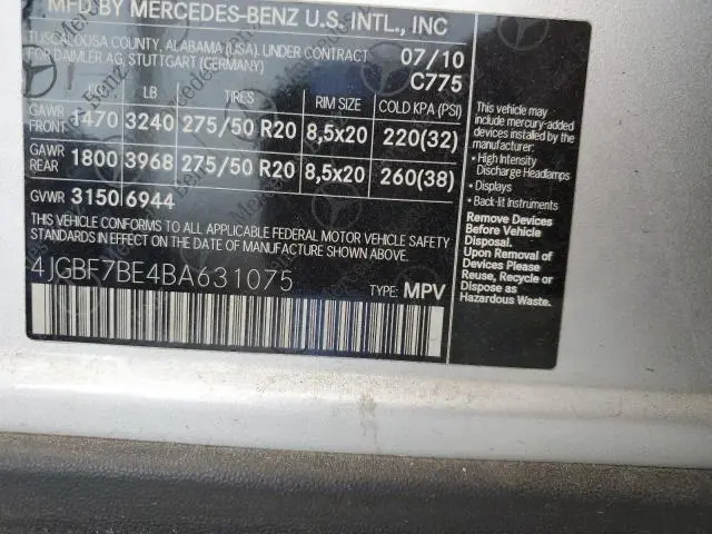 2011 MERCEDES-BENZ GL 450 4MATIC