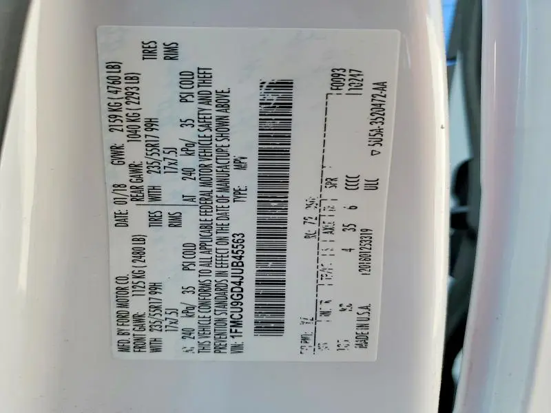 2018 FORD ESCAPE SE  