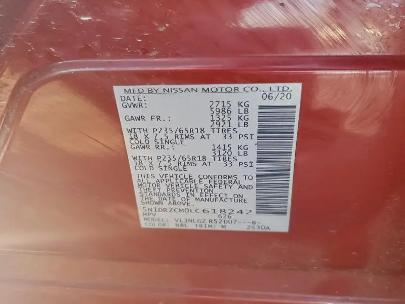 2020 NISSAN PATHFINDER SL  