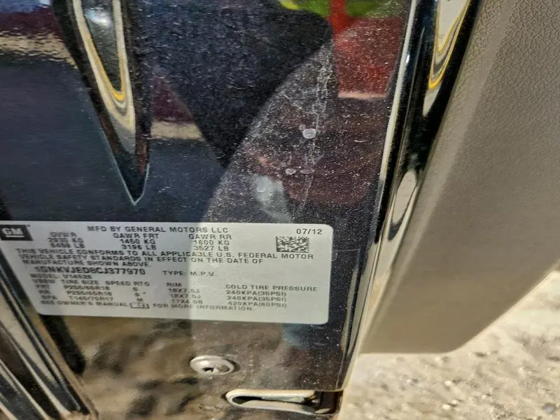 2012 CHEVROLET TRAVERSE LT  