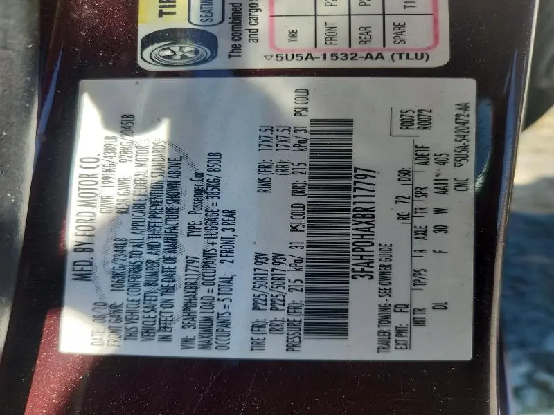 2011 FORD FUSION SE  