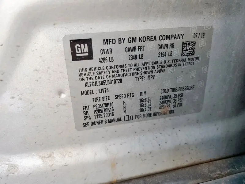 2020 CHEVROLET TRAX 1LT  