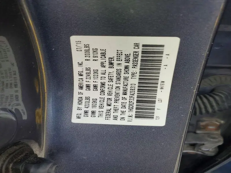 2015 HONDA ACCORD LX  