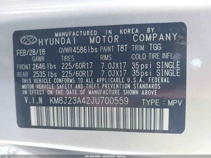 2018 HYUNDAI TUCSON SE
