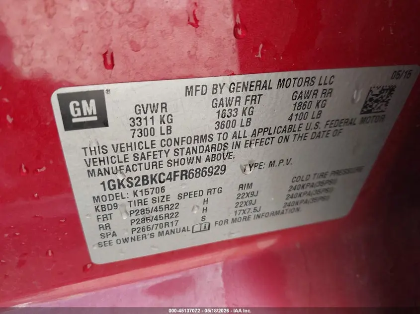 2015 GMC YUKON SLT
