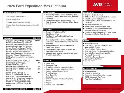 2025 FORD EXPEDITION MAX PLATINUM  