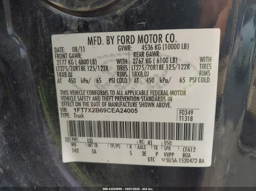 2012 FORD F-250 LARIAT