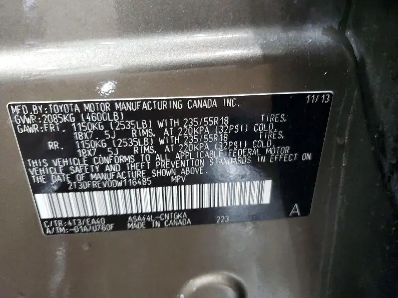2013 TOYOTA RAV4 LIMITED  