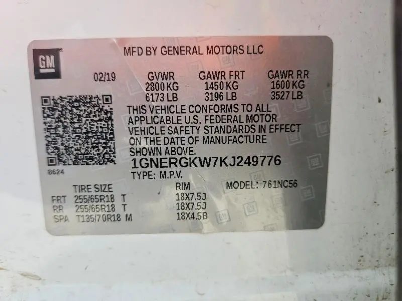 2019 CHEVROLET TRAVERSE LT  