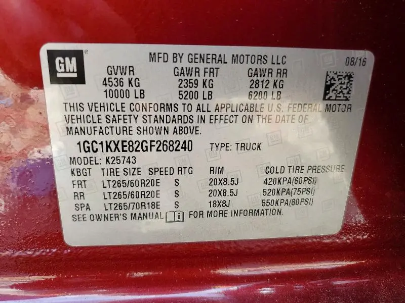 2016 CHEVROLET SILVERADO K2500 HIGH COUNTRY  